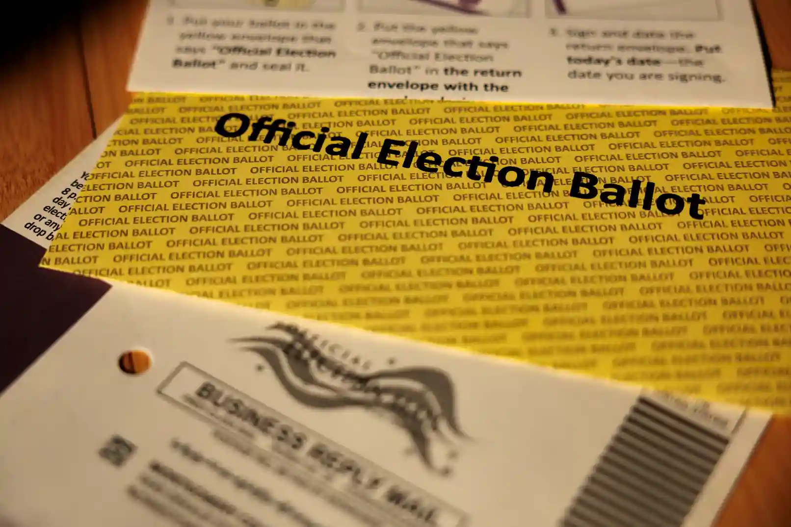 Official election ballot and mail voting documents related to US election restrictions