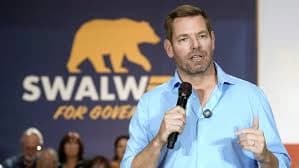 Eric Swalwell addressing a campaign crowd during his California governor race before withdrawal